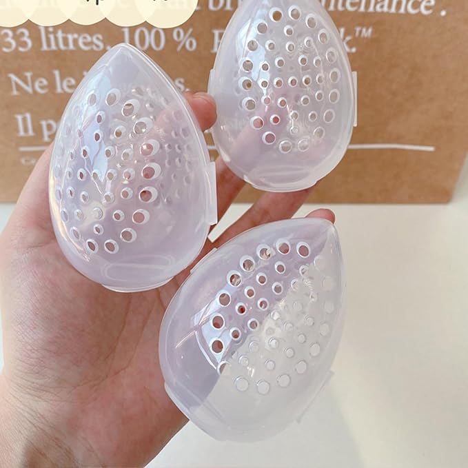 6 Pack Makeup Sponge Holder Carring Case Storage Box Clear Hard Container Protector for Cosmetic Make Up Blending Sponges Powder Puff Beauty Egg Blenders Travel Outdoor