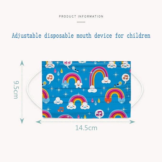 50Pcs Kids Face Mask Childrens 3 Ply Non-Woven Protective Breathable Kids Face Mask for Boys Girls Outdoor School