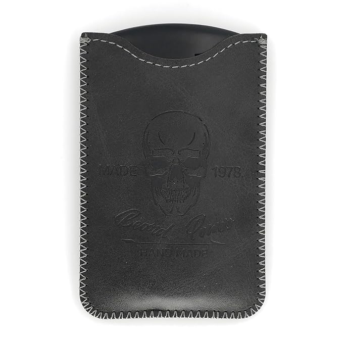 Black Wooden Beard Comb with Case for Men, Men's Wood Pocket Comb for Beards & Mustaches & Hair, Black Skull Design