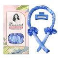 Dunnock Heatless Curling Rods Set Sky Blue - Heatless Curls Overnight with 34" Hair Curler & 2 Satin Scrunchies No Heat Hair Curlers for Soft Waves & Bouncy Curls, DamageFree Hair Styling Tool