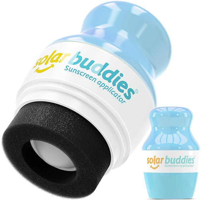 Solar Buddies Sunscreen Applicator - Single Full Blue - Refillable Roll on Sponge Sunscreen, Suncream & Lotion Applicator For Kids, Adults & Families - Holds 3.4fl oz, Perfect Size for Travel