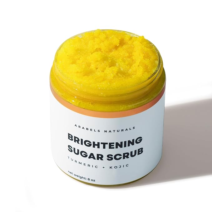 Turmeric & Kojic Acid Sugar Scrub – Brightening & Exfoliating Body Scrub for Glowing Skin, Dark Spot Remover, Hyperpigmentation Treatment, Natural Skincare for Face & Body – 8 oz
