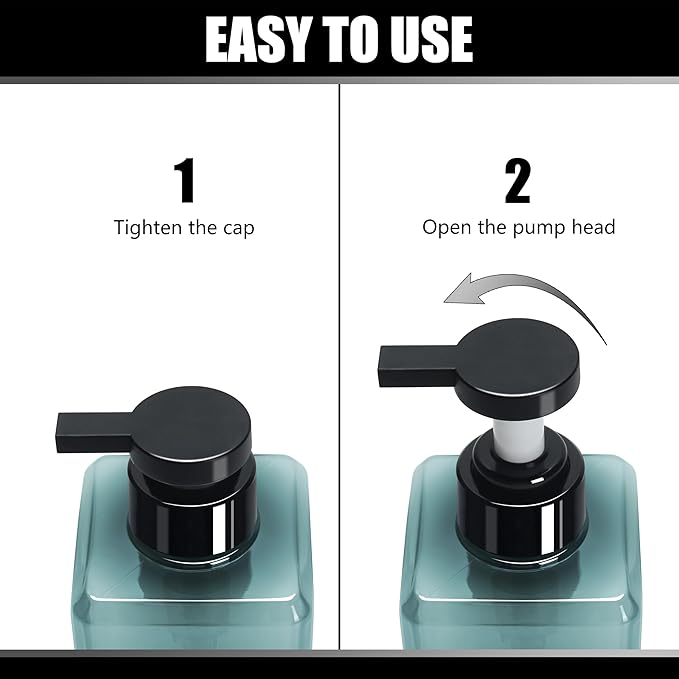 Soap Dispenser Bathroom, YACEYACE 16.9oz Set of 3 Clear Blue Shampoo Bottles, Refillable Pump Bottles Shampoo Dispenser, Soap Dispenser for Kitchen