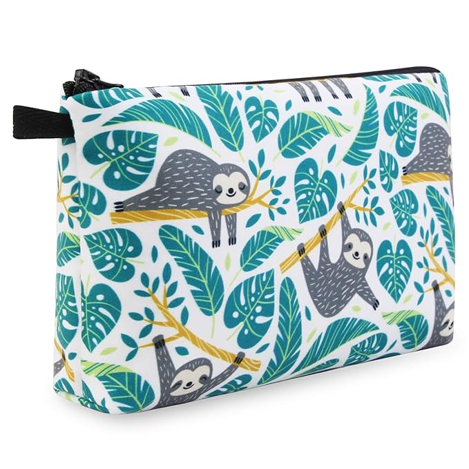 MAGEFY Small Makeup Bag Waterproof Cosmetic Bag Portable Travel Makeup Bags with Zipper Lightweight Makeup Pouch (1 pack, 0172 sloth gifts)