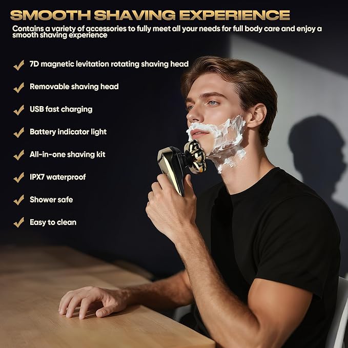 Electric Shaver for Women, Electric Razor with 7D Magnetic Shaver Heads, Wet Dry Waterproof Bald Head Trimmer Kit for Women & Men, Nose Ear Hair Trimmer, USB Rechargeable Clippers, Purple