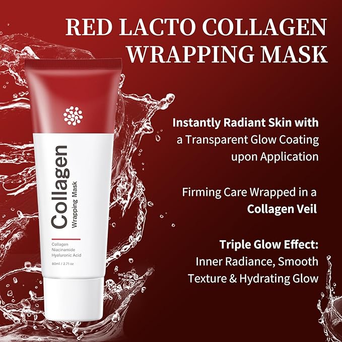 Collagen Night Wrapping Mask Hydrating Peel Off Face Mask for Women Tightening Lifting Facial Mask Skincare Anti Aging Collagen Masks for Wrinkles Fine Line Glowing 2.71oz