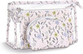 Richeart Makeup Bag, Clear Bag with Zipper, 3PC Floral Flowers Makeup Pouch, Waterproof Small Pouch, Portable Travel Toiletry Bag, D