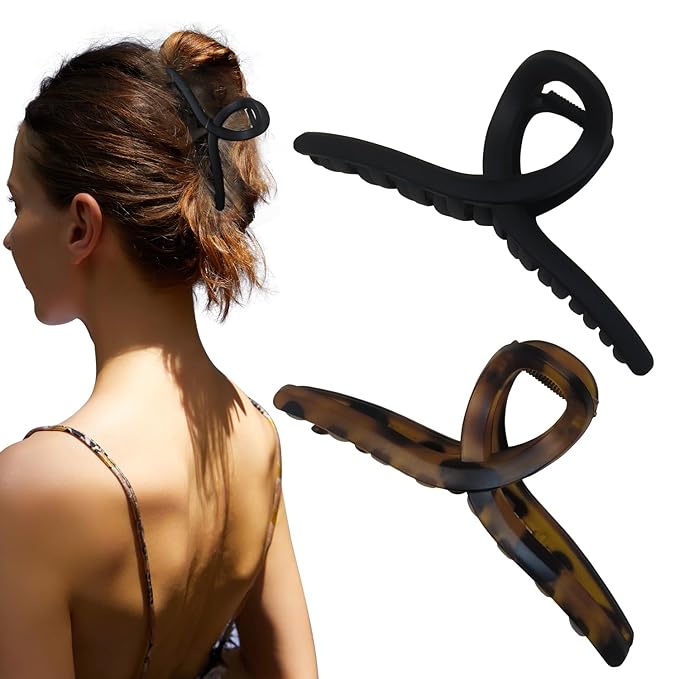 5 Inch Extra Large Claw Clips, 13 cm No Slip Matte Jumbo XL Hair Clips for Thick Long Curly Hair, Big Hair Claw Clips, 2 Pack