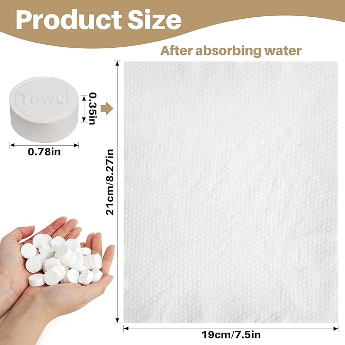180 Compressed Towel Tablets - Disposable Face Towel Washcloths Travel Towel Fast Drying Lightweight for Adult Camping Hiking Facial Mini Makeup Wipe Coin Tissues Travel Hotel Cleaning Supplies