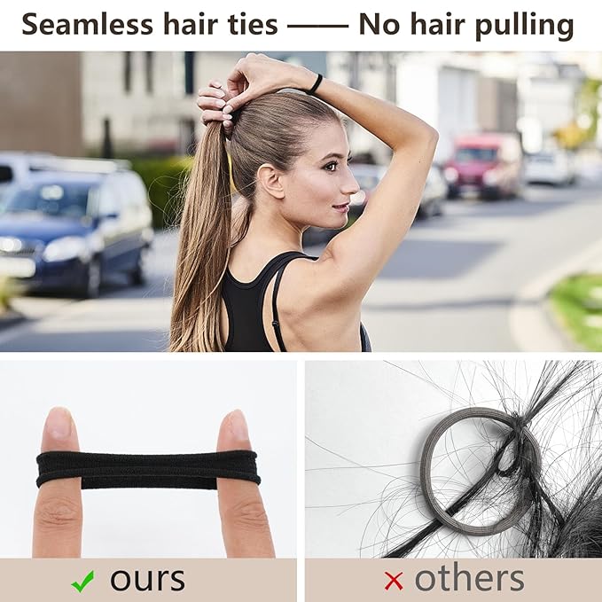 Hair Accessories, 190PCS No-Damage Thick Seamless Hair Elastics in Neutral Colors for Women and Girls