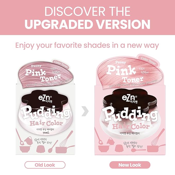 eZn Pudding Hair Dye for Sensitive Scalps – (Pink_Toner) | No-Drip, Ammonia-Free, Long-Lasting Semi-Permanent Hair Color with Keratin for Gentle Gray Coverage at Home
