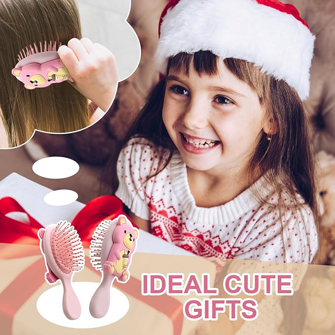 Mini Toddler Hair Brush Detangler Brush Kids Detangling Hairbrush Soft Massage Comb Small Travel Hair Brush for Thick Curly Thin Long Short（Pink）