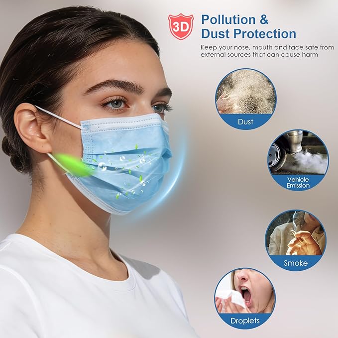 NNPCBT 5 Color Disposable Face Masks 125 Pack,3-Ply Breathable Mask For Adults,Great For Outdoors,Home, Office, School