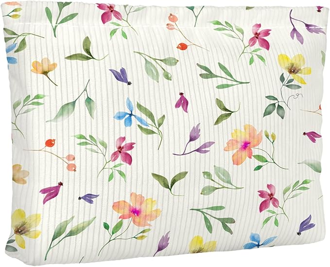 Cute Floral Makeup Pouch for Women Small Make Up Bag for Purse Zipper Initial Makeup Cosmetic Bags Pouches for Purse Aesthetic Travel Toiletry Bags, Colorful Floral