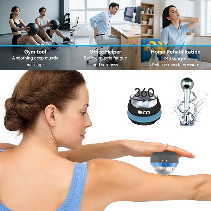 iECO Cold Massage Roller Ball - Ice Roller Ball for Muscles Deep Tissue, Cold & Heat Therapy, Plantar Fasciitis Roller
