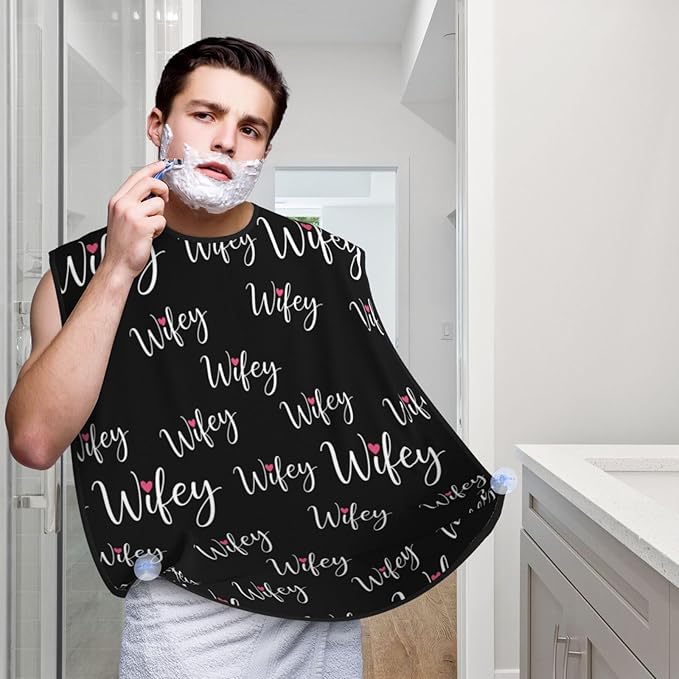 Professional Beard Bib, Non-Stick Hair Catcher Apron Waterproof, Shaving Grooming Essential for Men Dad, Love Heart Bride Wifey Shave Bib