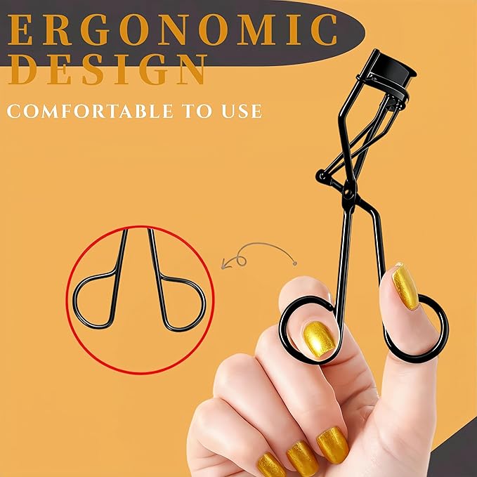 Professional Eyelash Curler with Lash Comb – Award-Winning Design – Pinch-Free, Effortless Curl for a Lash-Lift Effect in Seconds, Perfect for Home or Travel, Grey Black