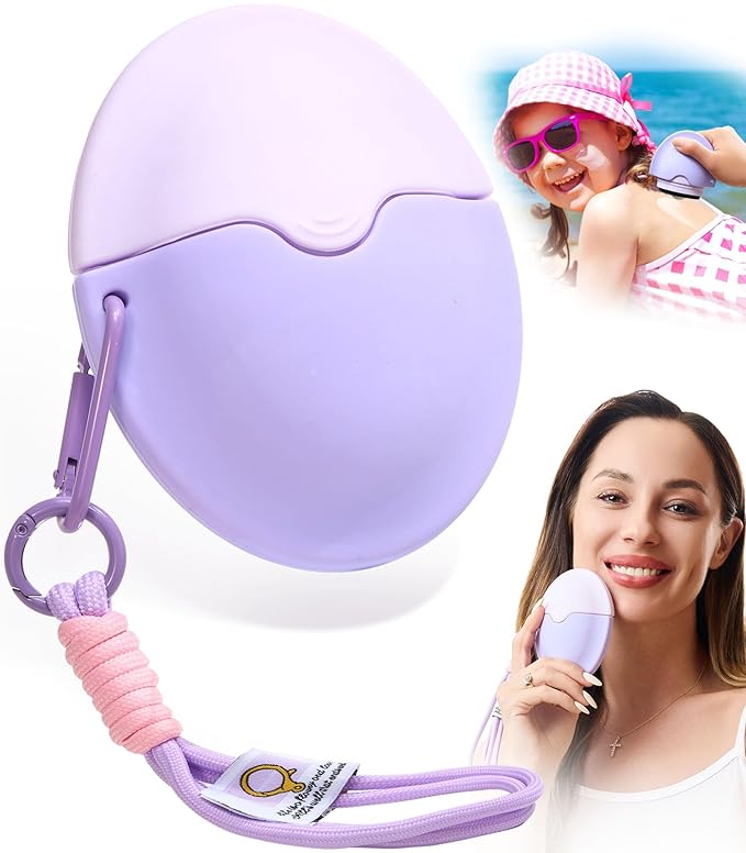 Sunscreen Applicator - Portable - BPA-Free Refillable Roll on Sponge Sunscreen, Suncream & Lotion Applicator For Kids, Adults & Families - Perfect Size for Travel(Purple)