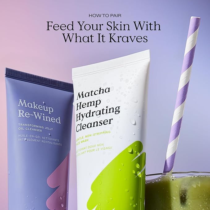 KraveBeauty Makeup Re-wined Cleansing Oil Makeup Remover, Transforming Jelly Oil Cleanser Dissolves Waterproof Makeup & SPF with Sunflower & Grape Seed Oils, Fragrance Free, 100 mL