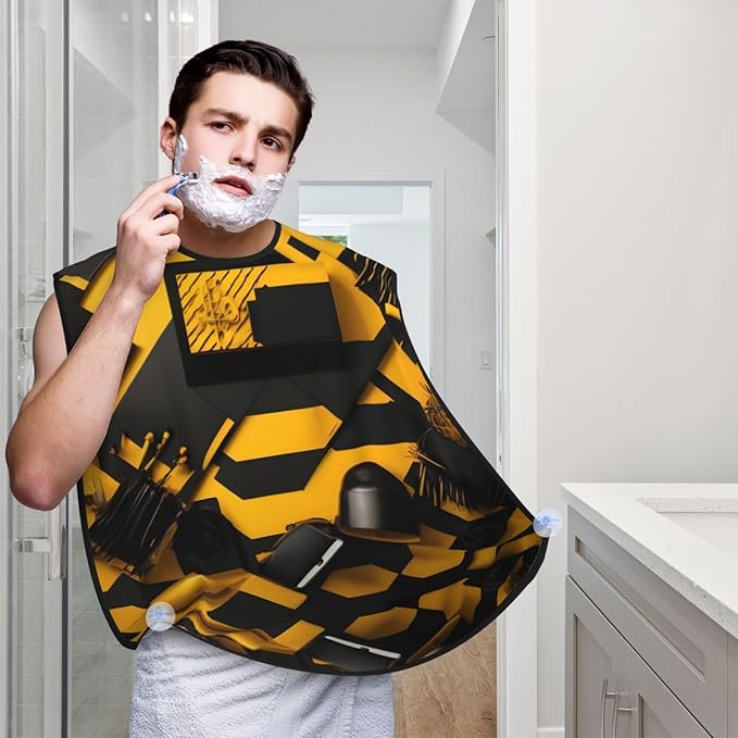 Ocean Fishes Print Beard Bib Shaving Apron, Beard Hair Trimming Cape Gift For Dad