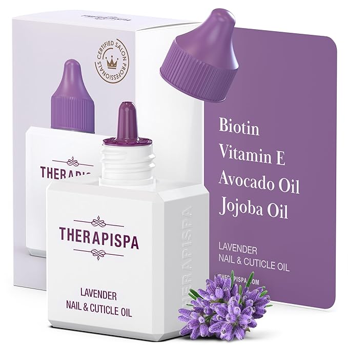 THERAPISPA Nail & Cuticle Oil with Avocado, Jojoba, Biotin & Vitamin E – Nourishes Cuticles, Strengthens Nails & Supports Nail Growth (Lavender, 2.0 fl oz)