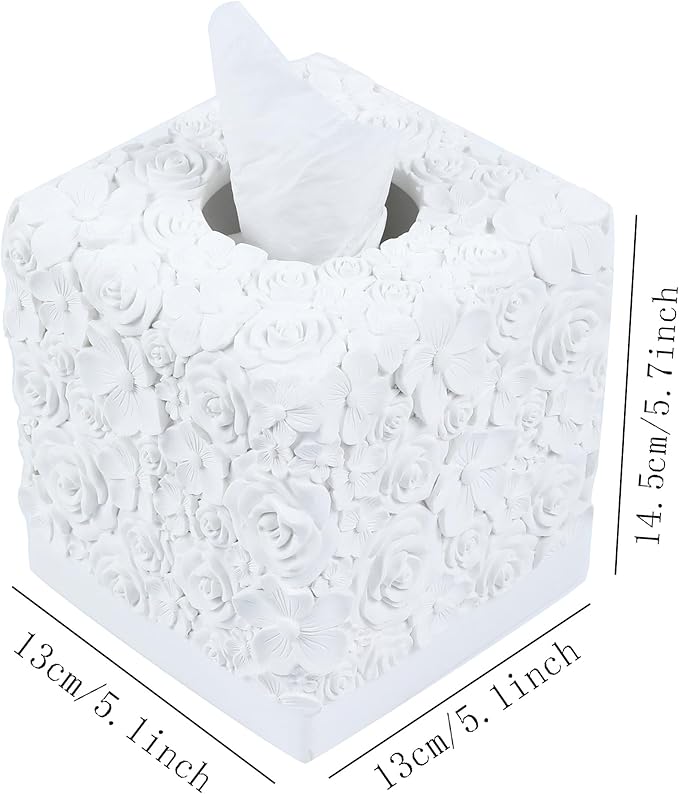Hymmah Modern Square Tissue Box Cover Holder,Bathroom Accessories Decor Unique Design Tissue Box Cover for Bathroom Vanity Counter Tops Also Great for Bedrooms and Living Rooms