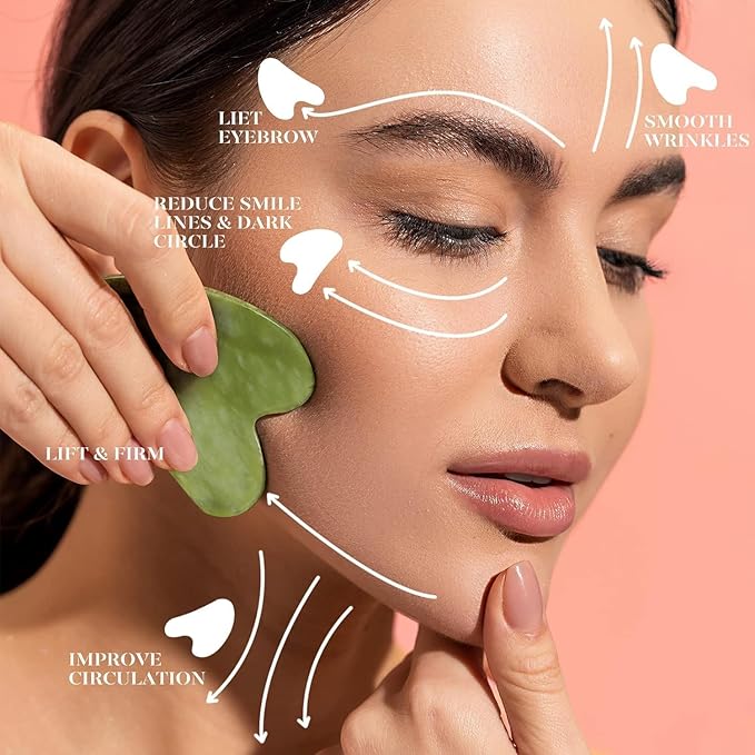 BAIMEI IcyMe Jade Face Roller & Gua Sha, Facial Beauty Skin Care Tools, Self Care Gift for Men Women, Massager for Face, Eyes, Neck, Relieve Fine Lines and Wrinkles - Green