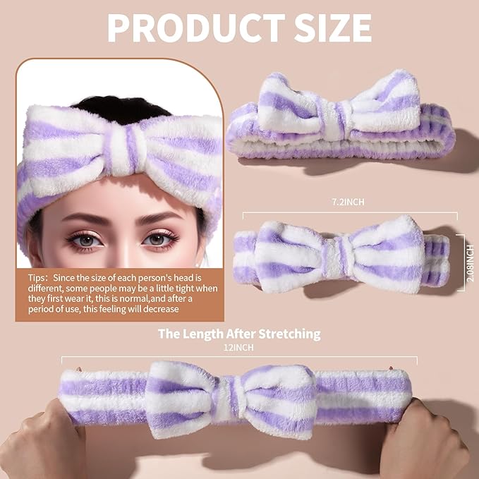 Teenitor Makeup Headband, Spa Headband For Girls, Bow Headbands, Fuzzy Headbands for Washing Face, Skincare