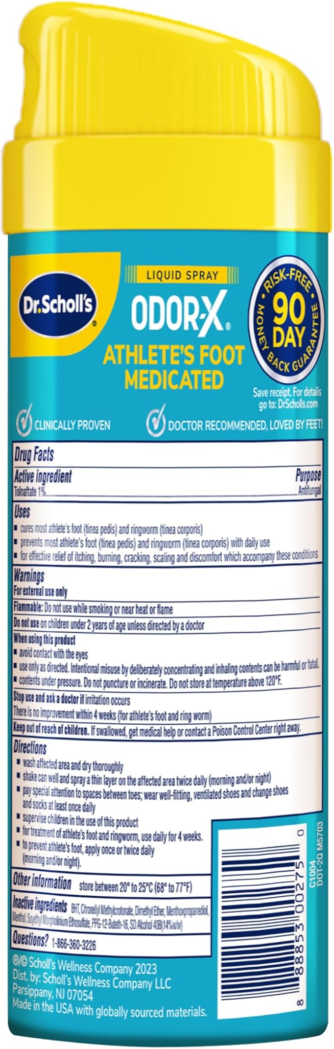 Dr. Scholl's ODOR-X ATHLETE'S FOOT MEDICATED LIQUID SPRAY, 5.3 oz // 24-Hour Relief of Itching & Burning, Instantly Cools, Cures & Prevents Most Athlete's Foot, Destroys Odors Instantly