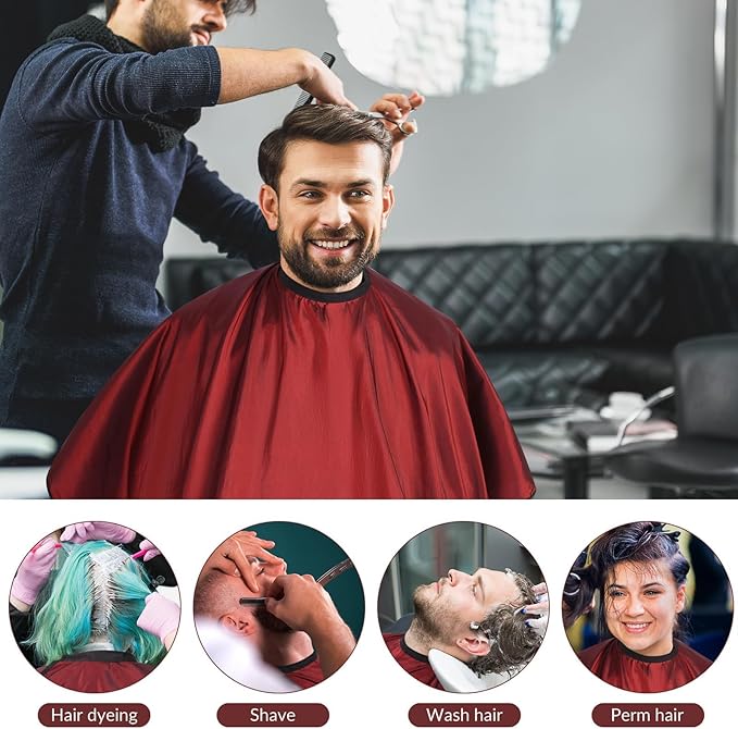 hair cutting cape set, salon barber cape with duster brush and disposable barber neck strip Salon Barber Cape for Men, Women