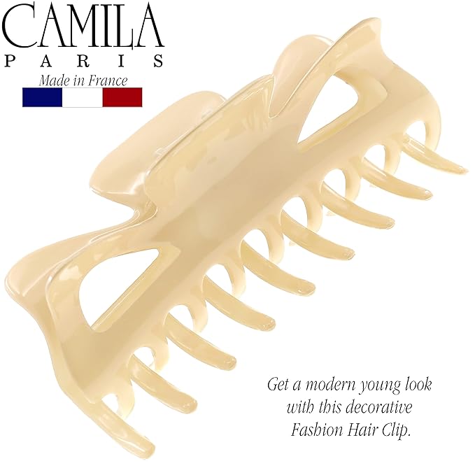 Camila Paris CP3506 French Large Hair Clips for Women Thick Hair for Long Curly Wavy Hair, Girls Hair Claw Clip, Durable Styling Big Claw Clip for Thick Hair, Strong Hold No Slip Grip, Made in France