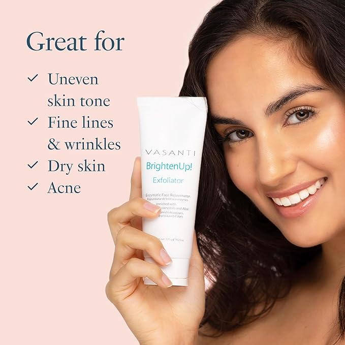 Vasanti Brighten Up! Enzymatic Face Rejuvenator – Powerful Scrub Brightens, Exfoliates and Cleanses Gently with Instant Results for Soft, Smooth and Radiant Skin – Enriched with Papaya, Professional Microcrystals and Aloe - 100% Paraben Free, 100% Vega...
