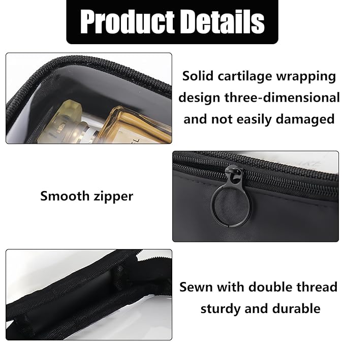 Clear TSA Approved Toiletry Bag - 3-Pack (Large, Small & Mini) Clear Makeup Cosmetic Bag with Zipper, Quart Size Travel Essential Organizer for Women, Car Bag Organizer & Car Organization Essentials