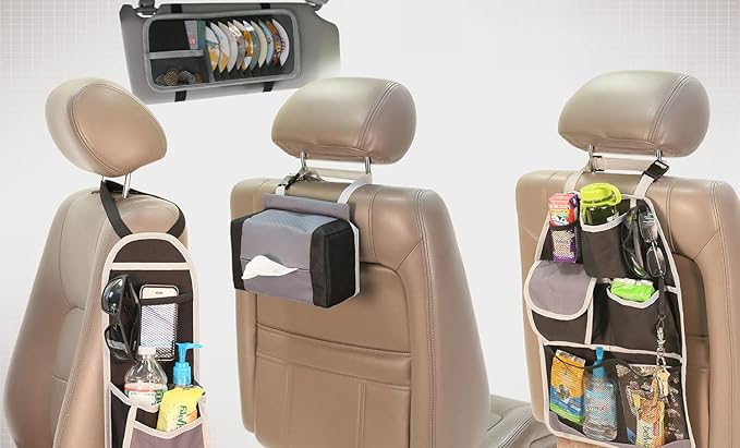 FH Group E-Z Travel Napkin Tissue Dispenser Holder Fits Most Cars, SUVs, Trucks, and Vans Gray