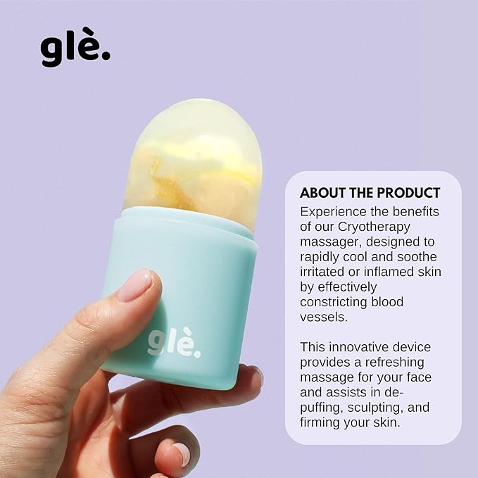 Gle Skincare Cryotherapy Ice Massager Infused with Niacinamide - Cryo ICY Pops Face Massage Ice Roller | Cryotherapy Cooling Facial Ice Massager - for Face & Eyes