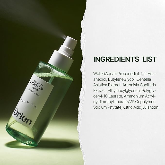 Mugwort Zero Film Toner 5.41 fl.oz. 160ml ㅣpH5.5 Calming, Soothing, Hydrating Spray Toner