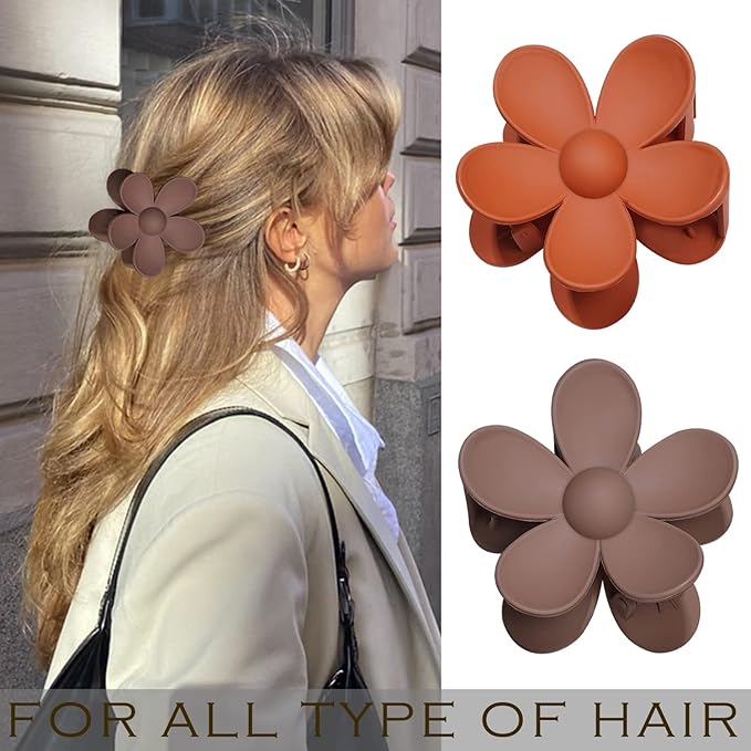 Flower Hair Clips 8PCS Large Matte Daisy Hair Claws Strong Hold Jaw Clip Large Hair Clamps for Women Thick Hair 8 Colors