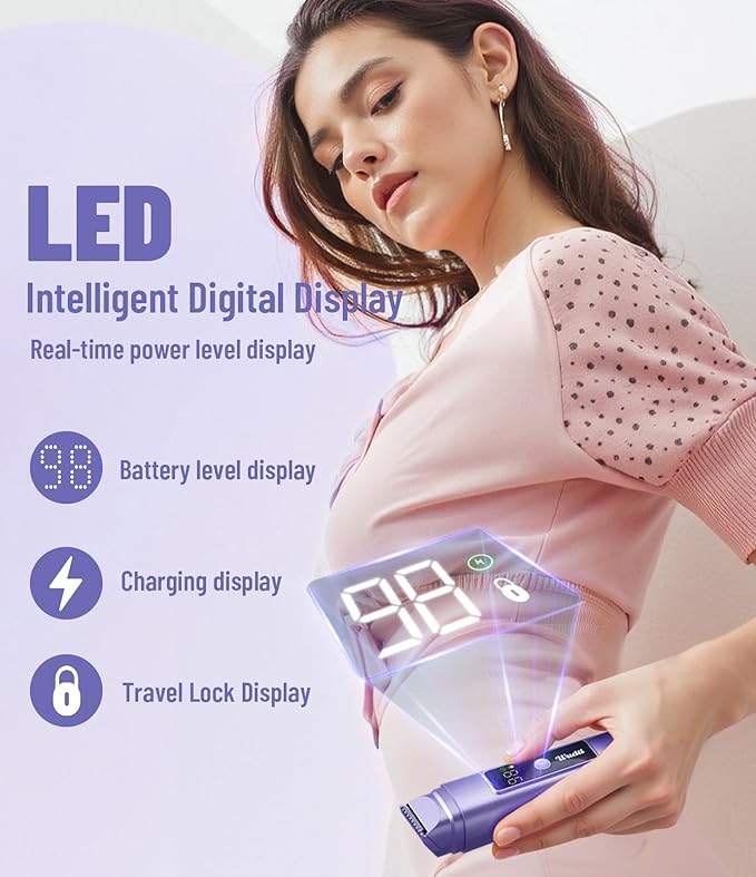 Bikini Trimmer for Women: Electric Razor & Shaver with Dual Heads for Body Pubic Hair, IPX7 Waterproof with LED Display - Rechargeable Lady Trimmer for Bikini - Lake Blue