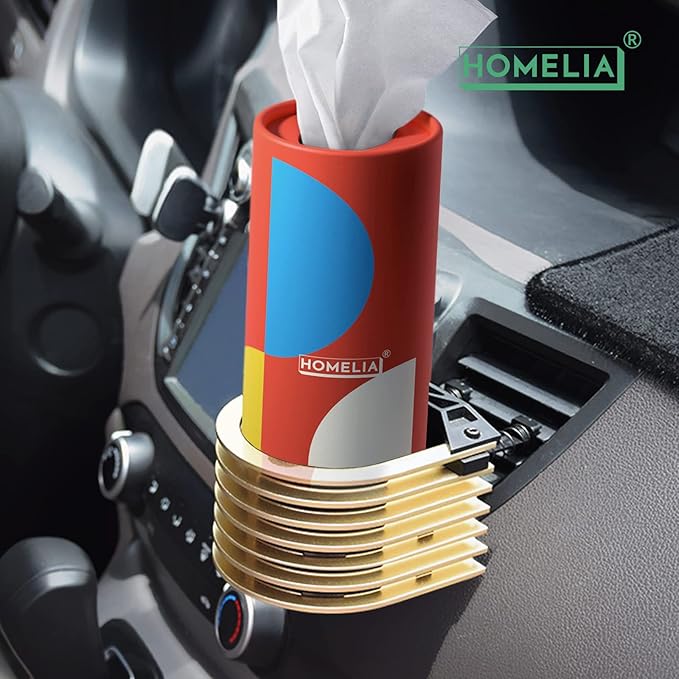 Car Tissue Holder with Facial Tissues Bulk - Car Tissues Cylinder - Travel Bulk Pack - Round Cube Boxes - Replacement for Kleenex Tubes - Tissues Cube Boxes 4 pack