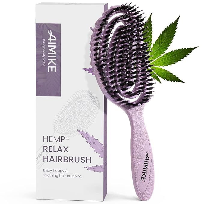 AIMIKE Hair Brush, Dual Soft Boar & Nylon Bristles HairBrush for Fine Hair, Shine Boost & Frizz Control Hair Brush for Women, Soft Bristle Brush For Slick Back, Volume and Shine, Best Gift for Women