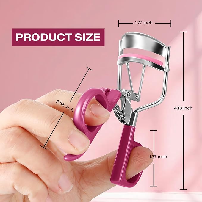 Eyelash Curler with 3 Refill Pads of 3 Different Firmness, Upgraded Material Handle, Achieve Precise Control, Professional Lash Curler Features a Built-in Lock for Easy Storage & Travel, Gentle & Safe
