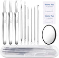 Blackhead Remover Pimple Popper Tool Kit 10PCS Professional Stainless Steel Blackhead Tweezers,Pimple Extractor for Removing Pimples, Zit on Face - Acne Removal Kit with Case Magnifier