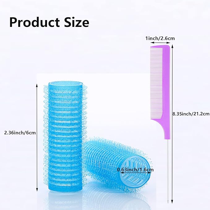 36PCS Self Grip Small Hair Curlers Heatless Roller Hair Curlers Pro Salon Hairdressing Curler DIY Curly Hairstyle Hair Rollers Tools Rat Tail Comb for Women Medium Short Hair(0.6 x 2.4 Inch)