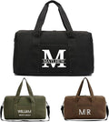 Flycalf Personalized Duffel Bag Travel for men Canvas Bag with Custom Name Foldable Shoe Compartment for Sports Gym