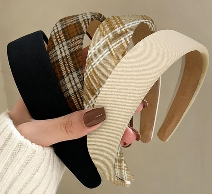 Huachi Headbands for Women Trendy Non Slip Headbands 1 inch Wide Cute Headband for Girls, Fall Head Bands Elastic Hair Bands Fashion Hair Accessories 4PCS