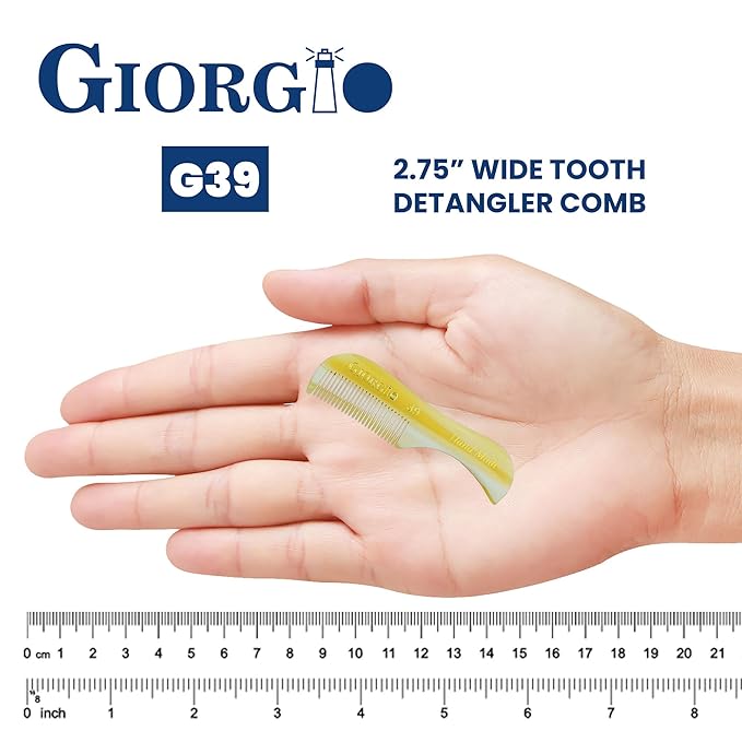 Giorgio G39 Mini Extra Small Men's Fine Toothed Beard and Mustache Comb for Facial Hair Grooming and Styling. Add this pocket comb to your hair styling accessories, Saw-Cut and Hand Polished