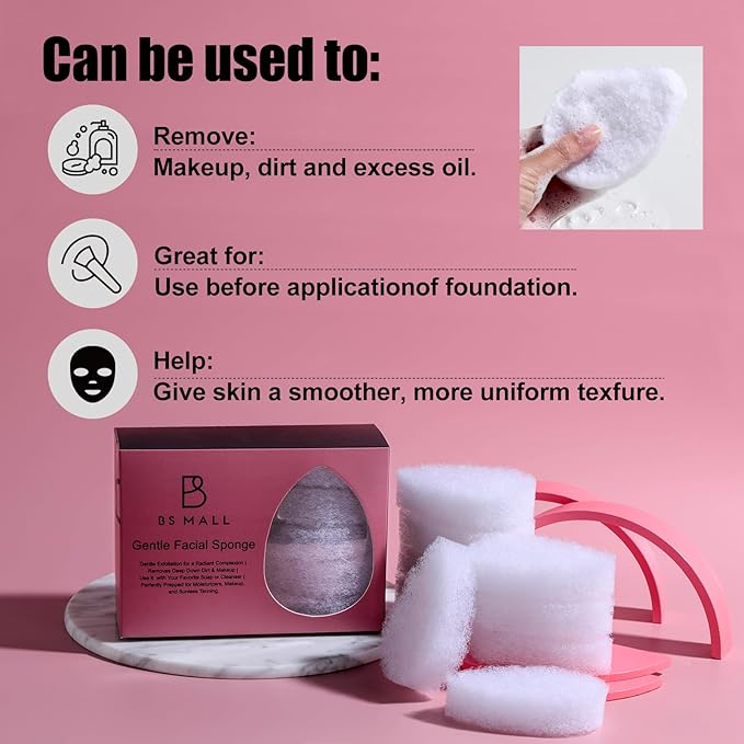 BS-MALL Facial Sponge 12 Pcs – Exfoliating Face Scrubber for Deep Cleansing, Removes Blackheads, Reusable Design, Perfect for Skin Care Routine (Ordinary Texture)