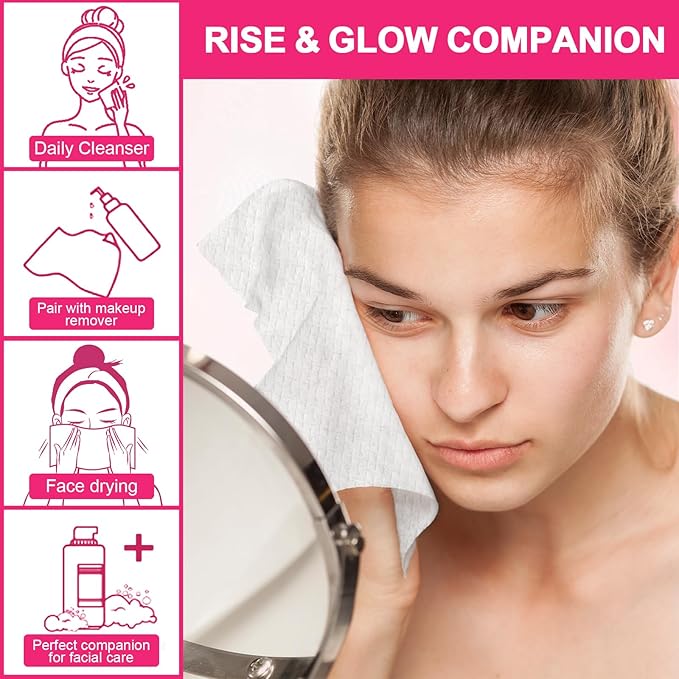 FACEMADE 480 Count (4 Packs) Disposable Face Towels, 100% USDA Biobased Face Towelettes Disposable, Ultra-Soft Facial Towels for Sensitive Skin, Perfect for Cleaning and Makeup Remover