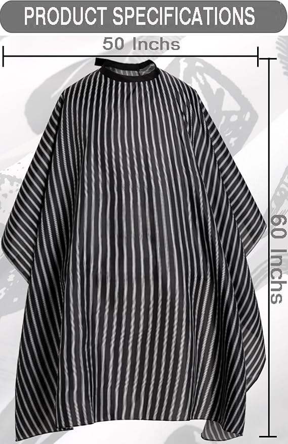 Professional Hair Cutting Cape with Adjustable Snap Closure, Salon Barber Cape,Waterproof Hairdressing Salon Cape Black Stripes