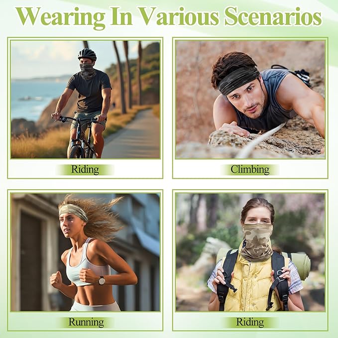 SATINIOR Summer Camo Neck Gaiter UV Protection Cooling Face Mask Sun Hood Bandanas for Men Women Sunscreen Breathable Bandana